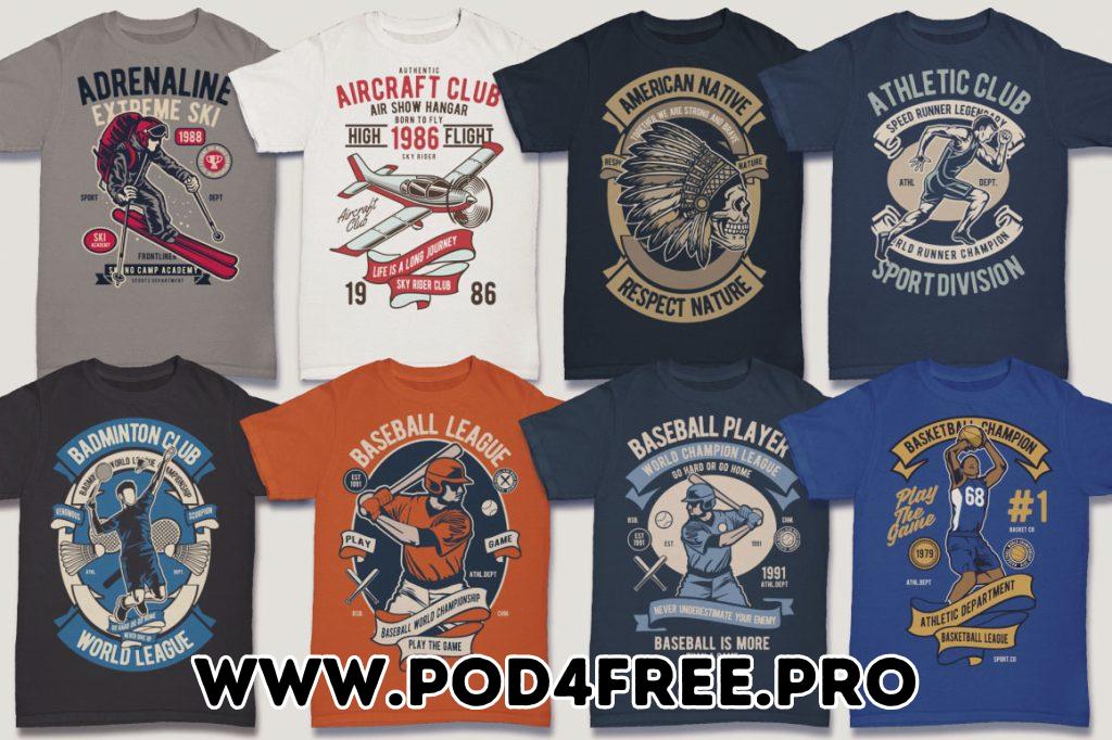 Pod 100 Retro T-Shirts Designs Bundle Part 6, Ready For Printing – Discount 100%